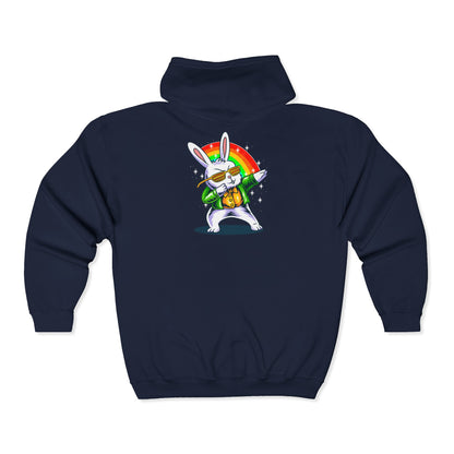 Dabbing Easter Bunny Full Zip Hoodie Sweatshirt - Classic Fit