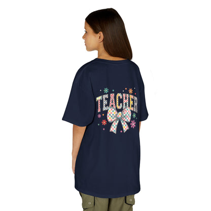 Teacher Kids Tee with Colorful Bow Design, Perfect for Back to School, Teacher Appreciation, Birthday Gift, Fun Classroom Wear