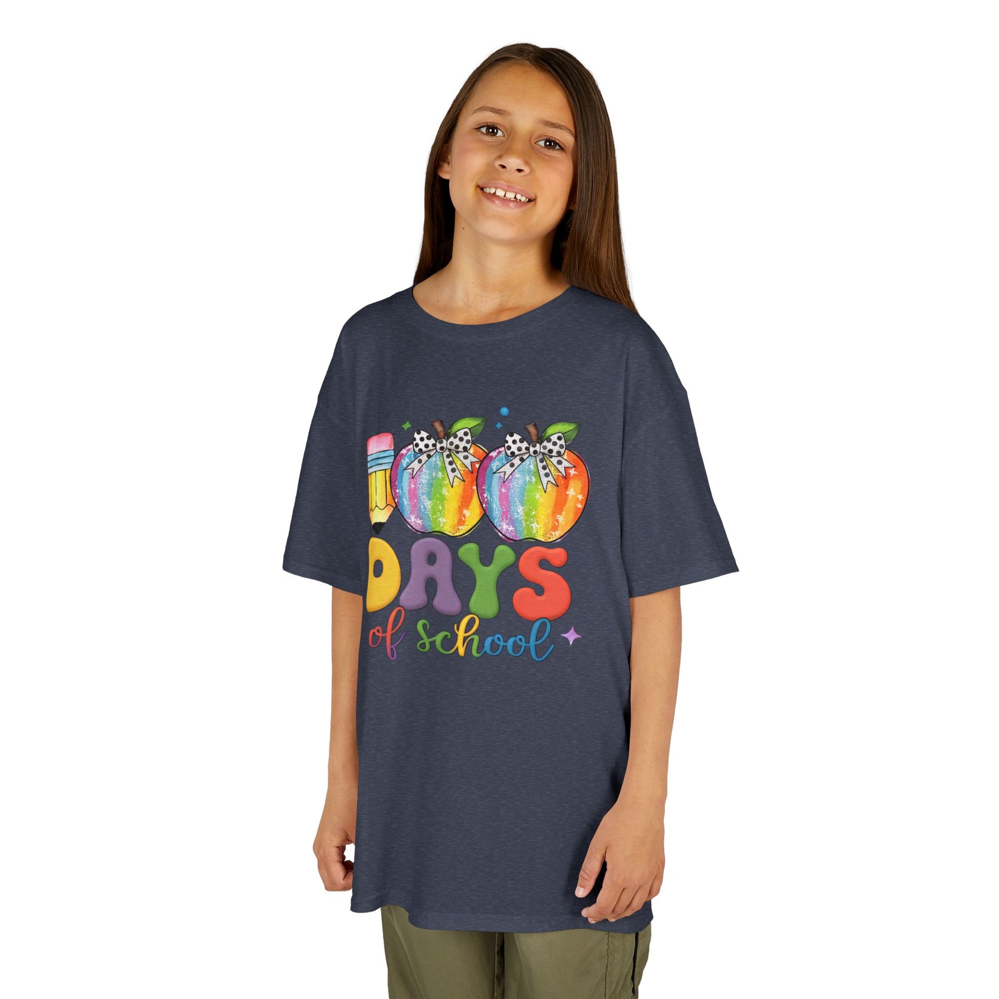 Colorful 100 Days of School Kids Tee, Fun T-Shirt, Back to School, Teacher Gift, Rainbow Design, Kid's Clothing