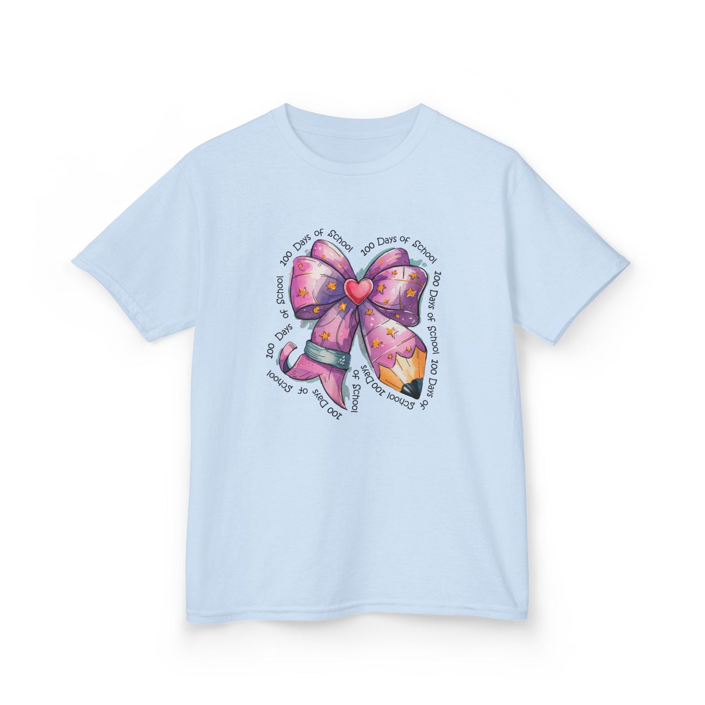 Kids Bow Graphic Tee, Birthday Gift for Girls, Cute Summer Top, Fun Kids Clothing, Birthday Party Attire, Playful Fashion Light Blue