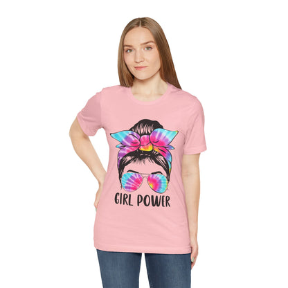 Girl Power Tie-Dye Tee, Unisex Short Sleeve Shirt, Feminist Apparel, Gift for Her, Casual Everyday Wear, Birthday Present