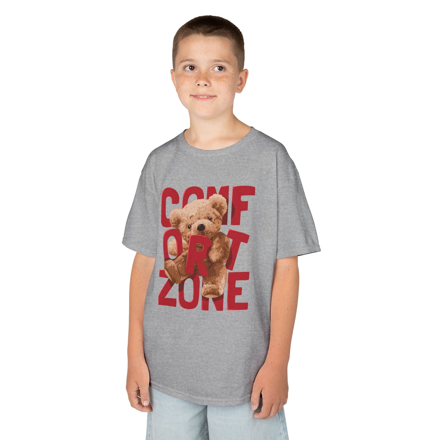 Comfort Zone Kids Tee, Cute Bear Shirt for Children, Gifts for Kids, Birthday Apparel, Fun and Cozy Clothing