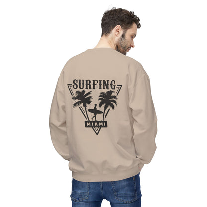 Miami Surfing Sweatshirt, Unisex Sweatshirt, Beach Lover Gift, Casual Layering Piece, Summer Vibes Apparel, Surfing Lifestyle Clothing