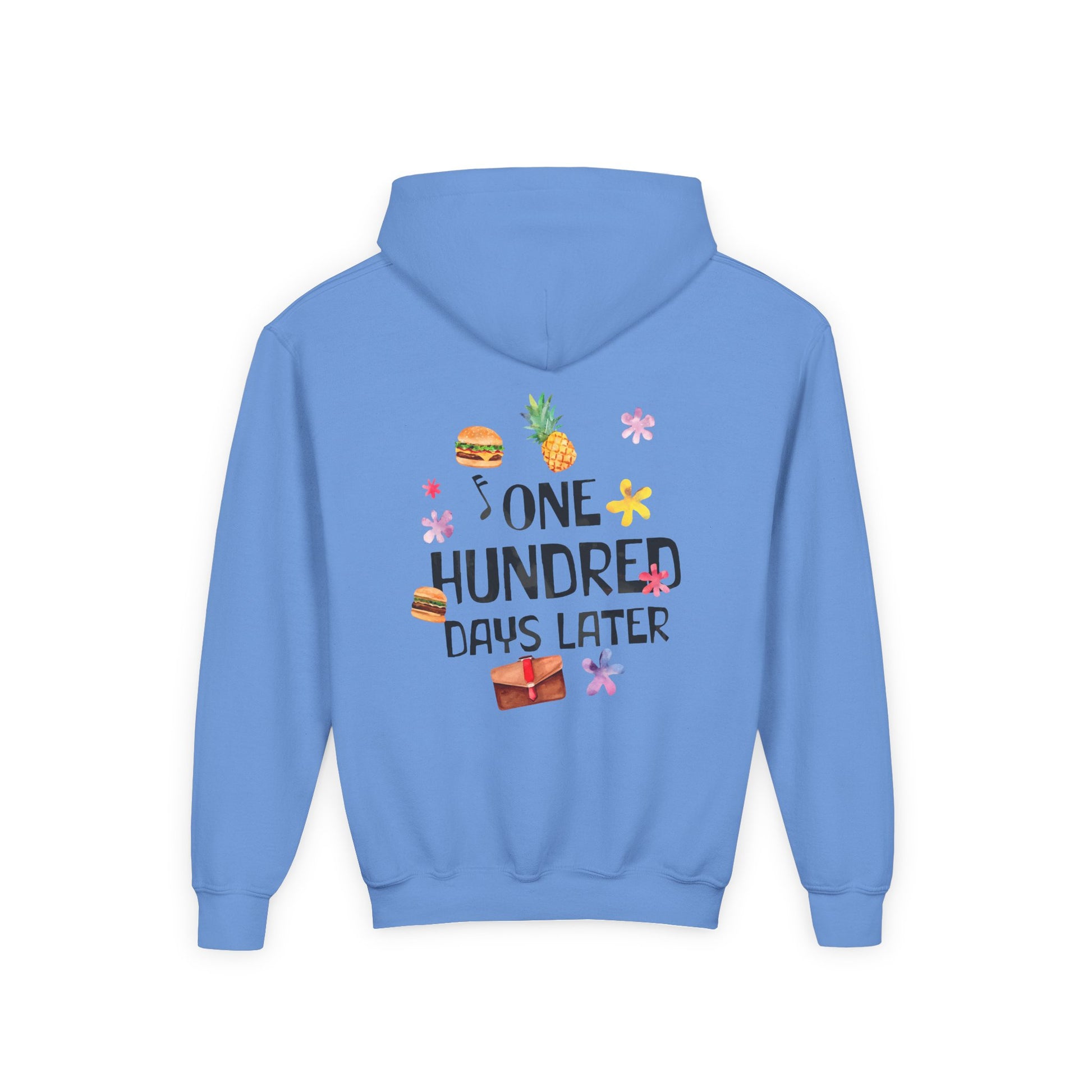 One Hundred Days Later Youth Hoodie, Fun Sweater for Kids, Cozy Gift for Birthdays, Celebrations, and Comfy Days