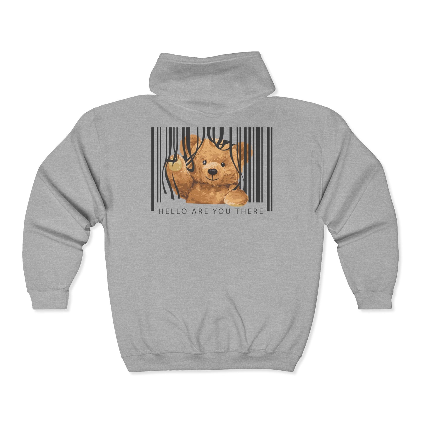 Cuddly Bear Zip Hoodie: Comfy Unisex Sweatshirt for Cozy Days, Cute Gift for Kids and Adults, Perfect for Birthdays, Holidays, Everyday Wear Sport Grey