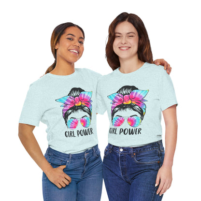 Girl Power Tie-Dye Tee, Unisex Short Sleeve Shirt, Feminist Apparel, Gift for Her, Casual Everyday Wear, Birthday Present
