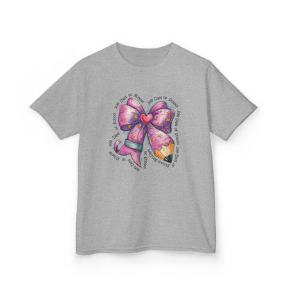 Kids Bow Graphic Tee, Birthday Gift for Girls, Cute Summer Top, Fun Kids Clothing, Birthday Party Attire, Playful Fashion Sport Grey