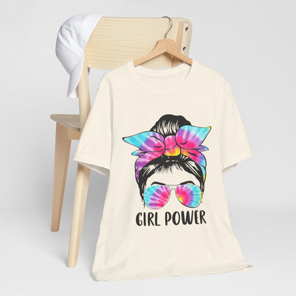 Girl Power Tie-Dye Tee, Unisex Short Sleeve Shirt, Feminist Apparel, Gift for Her, Casual Everyday Wear, Birthday Present