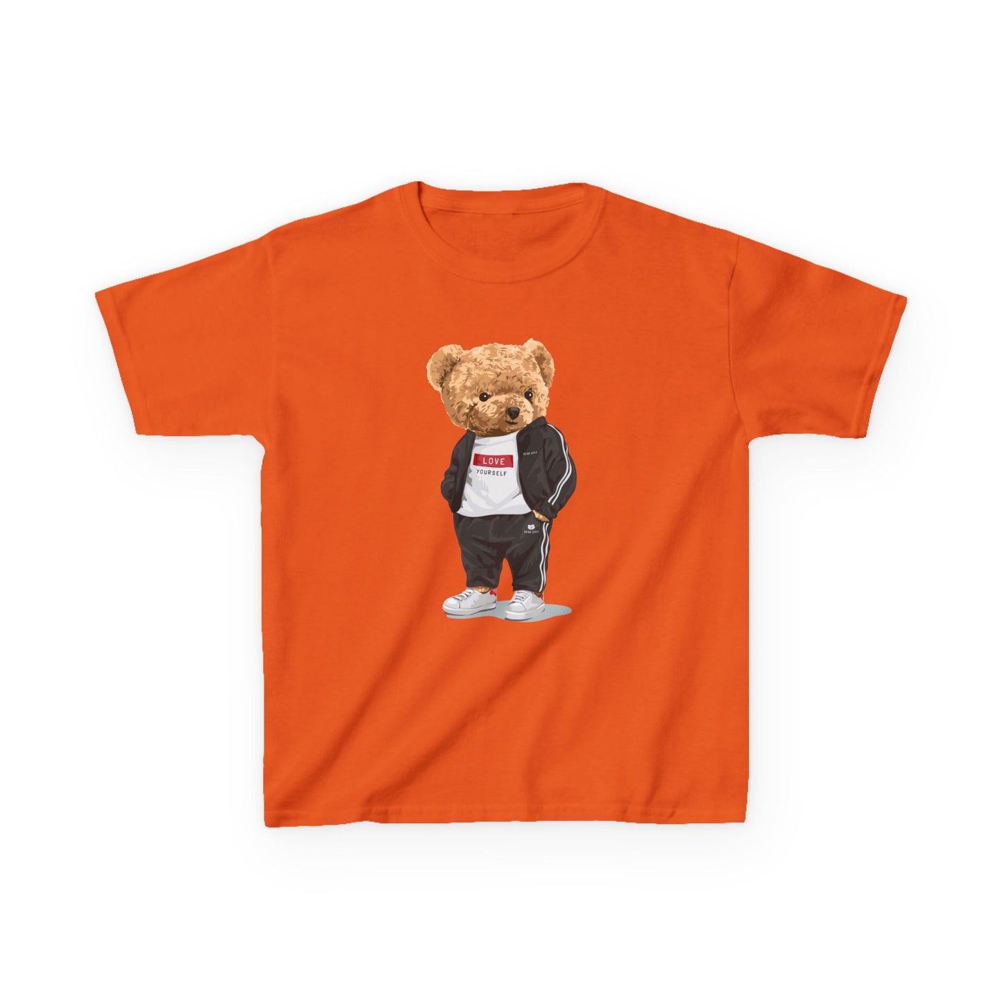 Youth Streetwear Graphic Tee - Fun Bear Design, Cool Kids T-Shirt, Summer Wear, Birthday Gift, Casual Outfit Orange