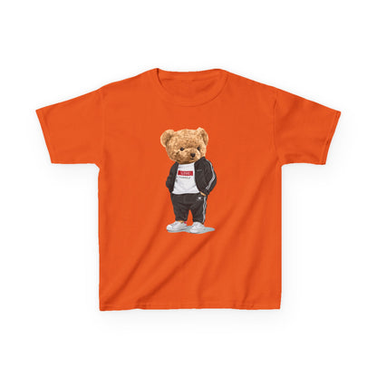 Youth Streetwear Graphic Tee - Fun Bear Design, Cool Kids T-Shirt, Summer Wear, Birthday Gift, Casual Outfit Orange
