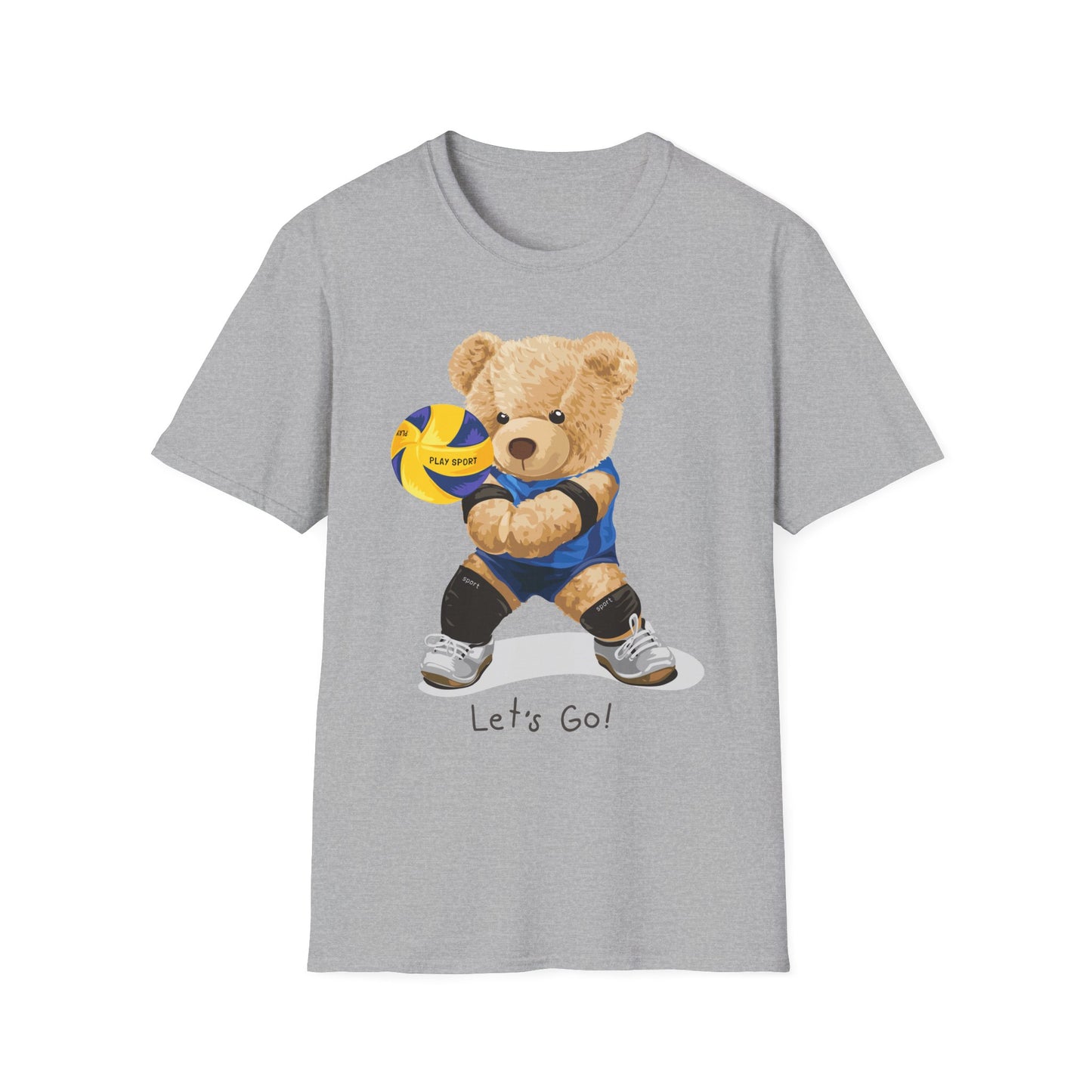 Cute Volleyball Bear T-Shirt, Unisex Softstyle Tee, Sportswear, Gift for Athletes, Fun Casual Wear, Sports Team Apparel