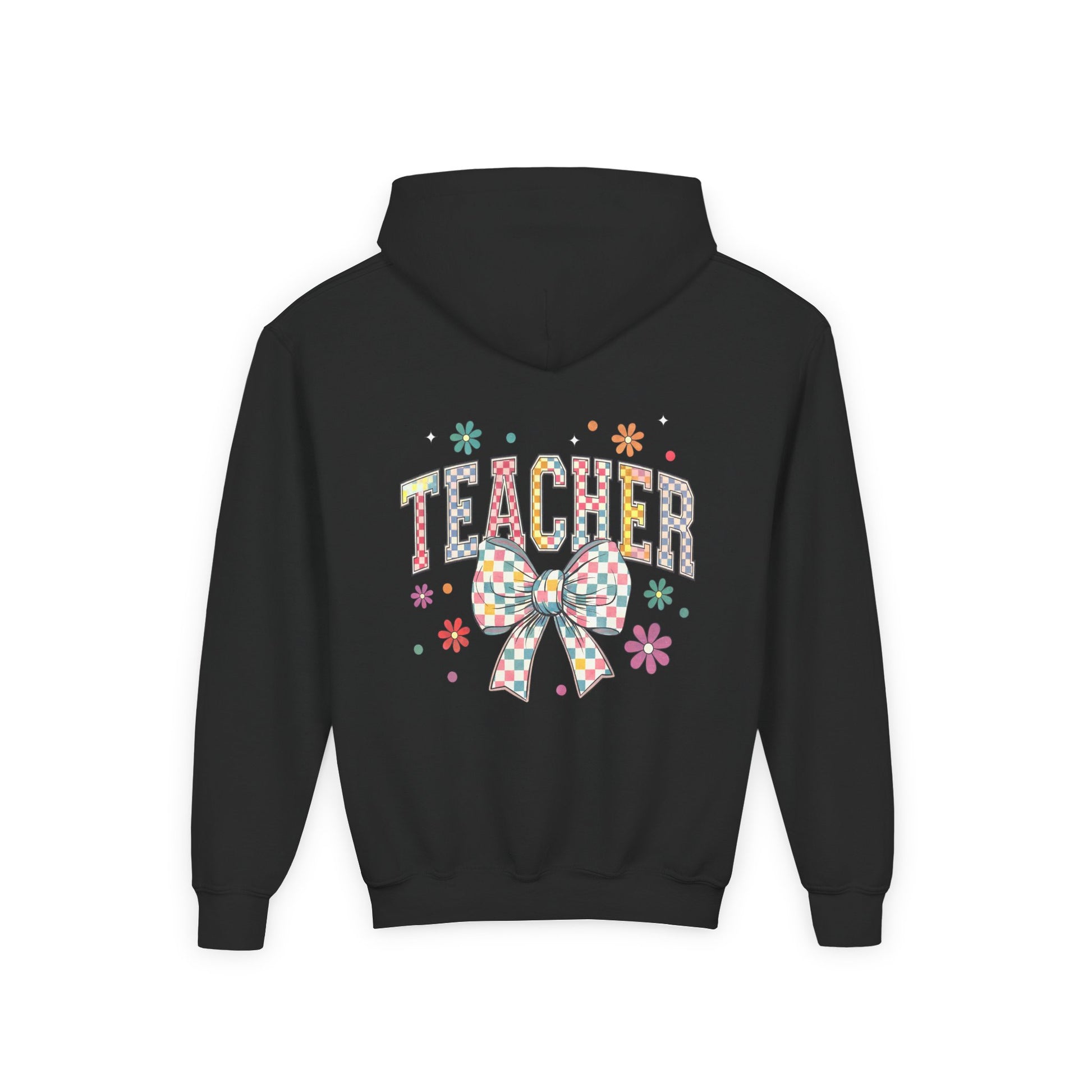 Teacher Appreciation Youth Hooded Sweatshirt - Cute Bow Design, Perfect Gift for Educators, Back to School, Christmas, Birthday