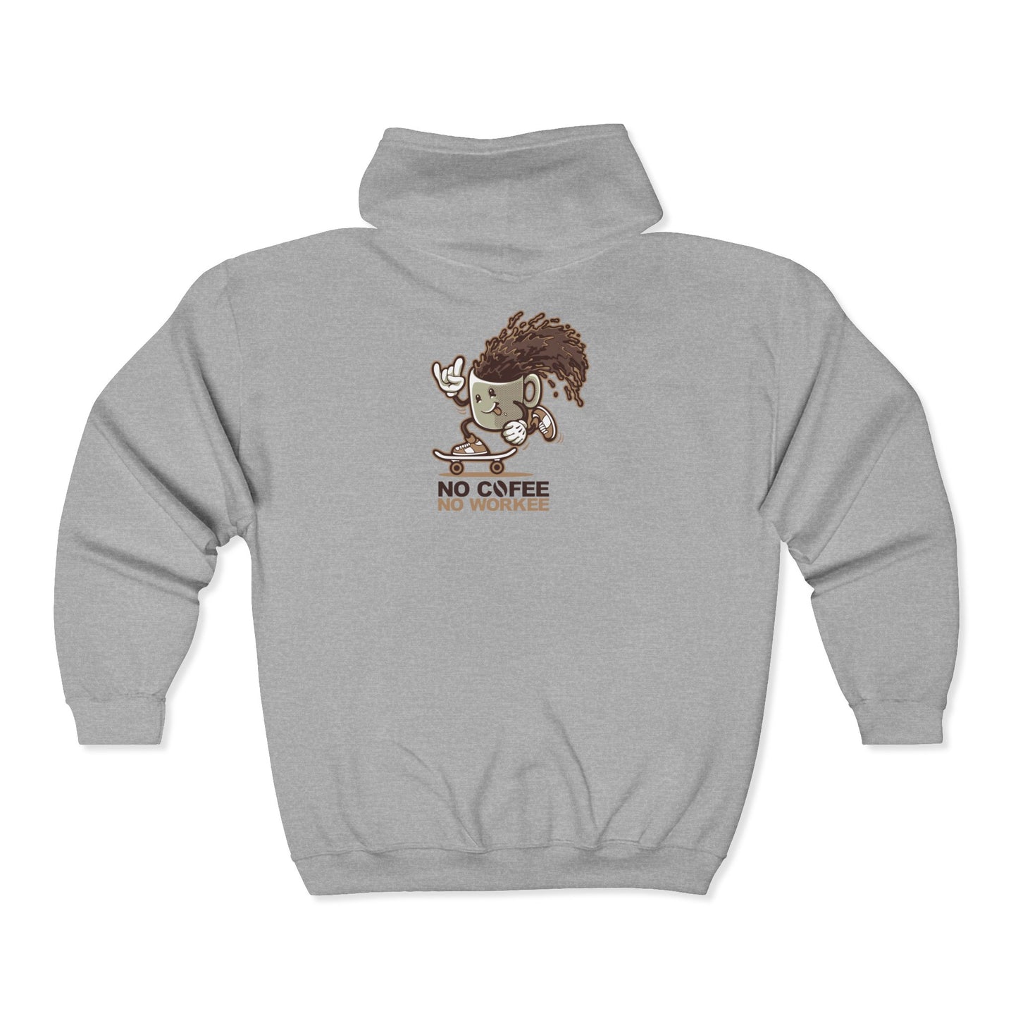 Fun Cartoon Skateboarder Full Zip Hoodie, Casual Hoodie, Skate Gift, Unisex Zip-Up Sweatshirt, Comfy Streetwear, Party Hoodie