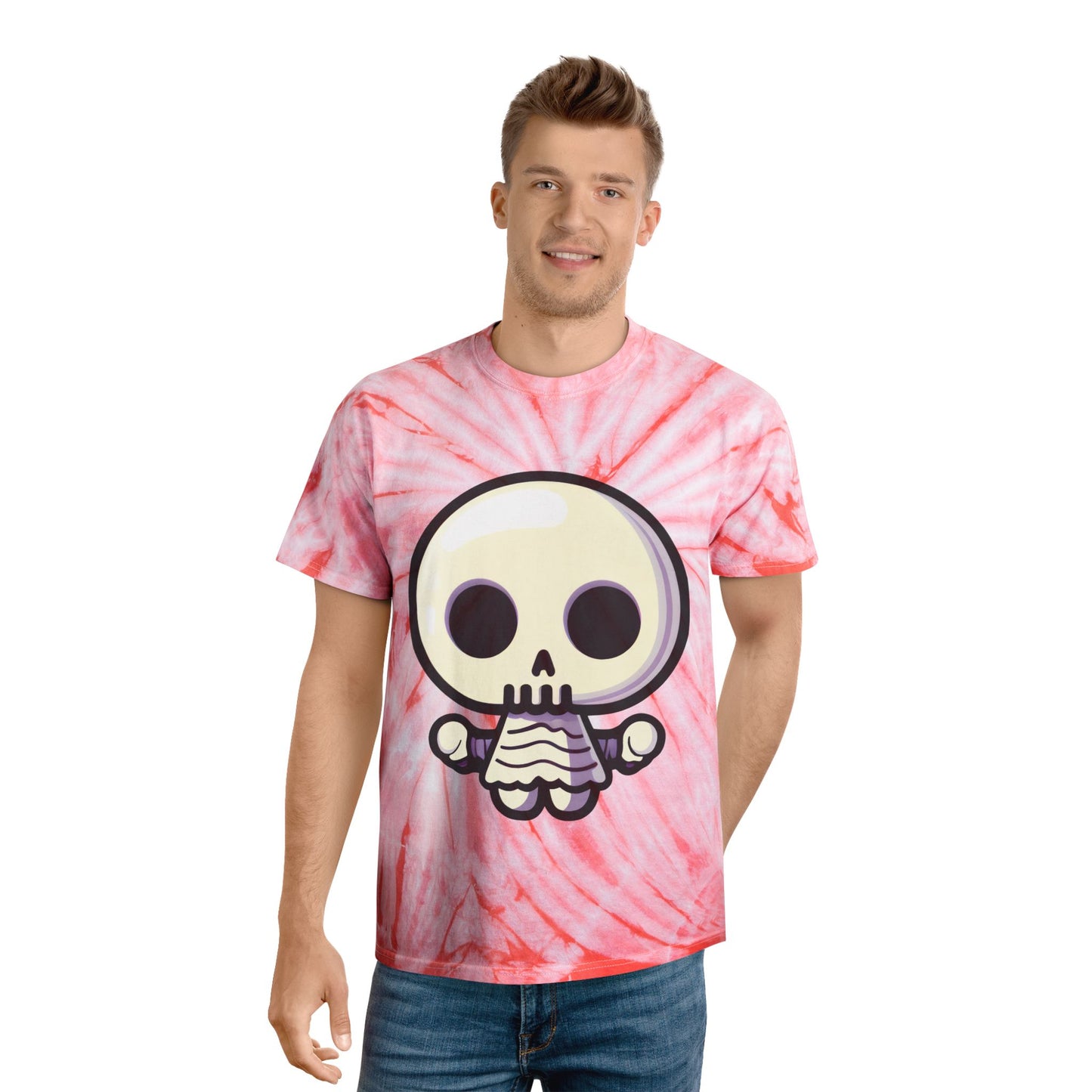 Cute Skeleton Tie-Dye Tee, Casual T-Shirt, Summer Wear, Festival Shirt, Gift for Kids, Unique Graphic Tee - Cozy Kawaii LLC