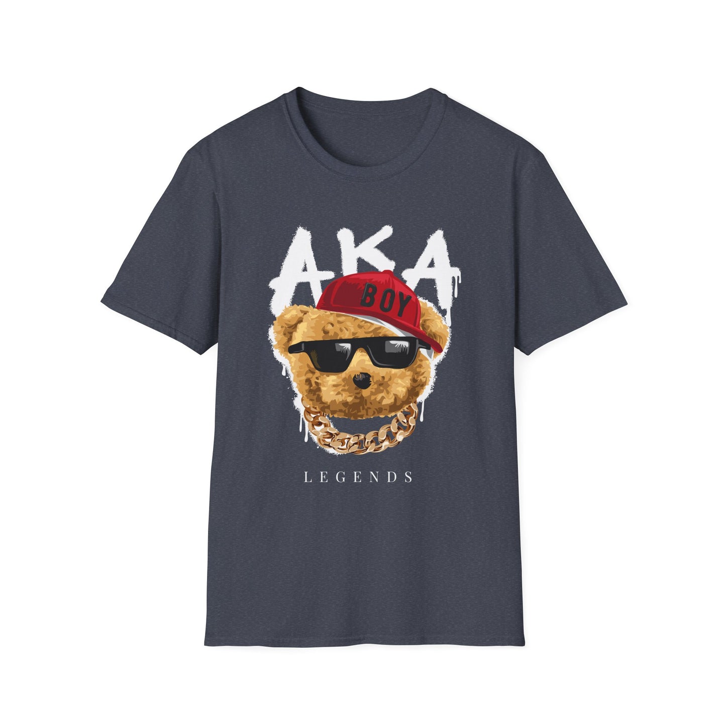 Trendy Graphic Tee: AKA Legends T-Shirt for Casual Wear, Gift for Bear Lovers, Stylish Summer Essential, Unisex Soft Tee Heather Navy