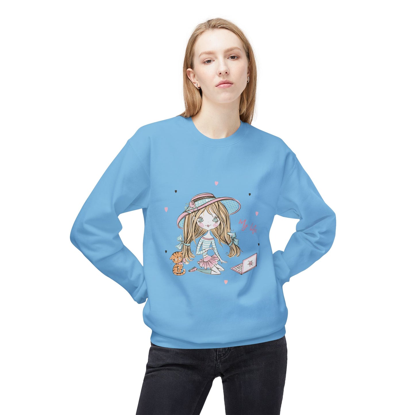 Cute Illustrated Crewneck Sweatshirt, Cozy Everyday Wear, Gift for Her, Fun Fashion, Casual Outfit, Birthday Present