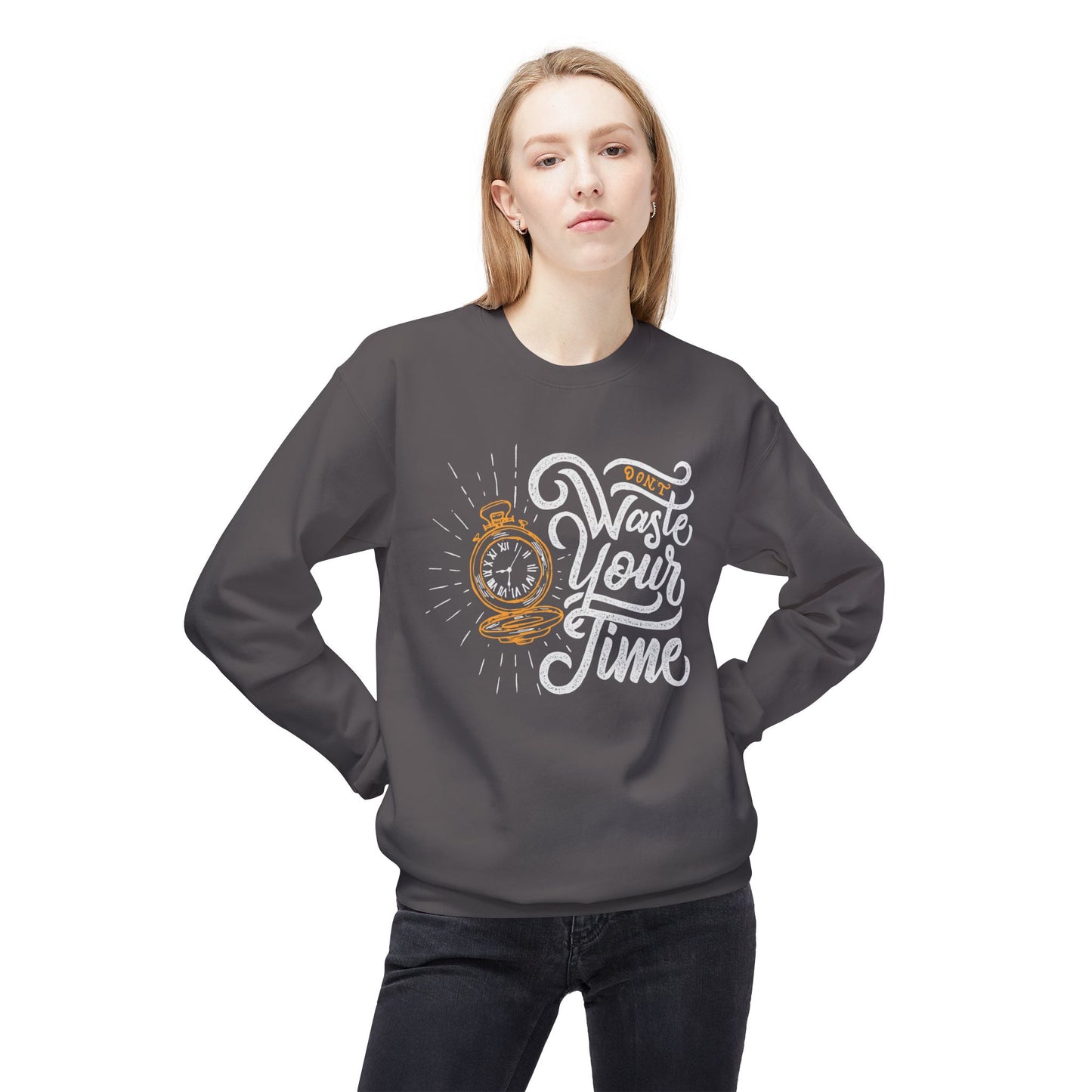 Time Reminder Crewneck Sweatshirt | Cozy Gift for Friends, Casual Wear, Motivation, Birthdays, Fun Philosophy Fashion