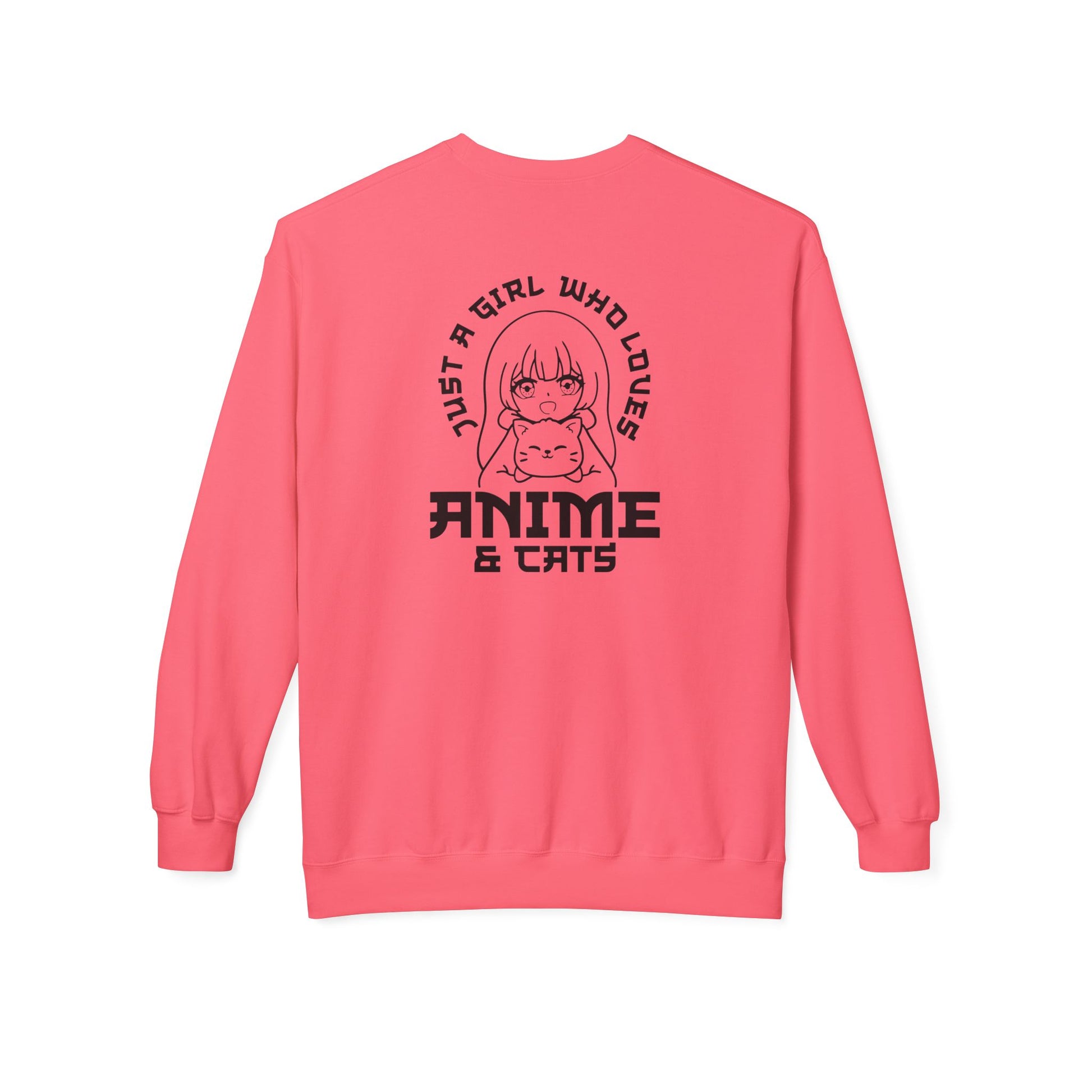 Anime & Cats Crewneck Sweatshirt, Cozy Gift for Anime Lovers, Cat Lover Apparel, Cute Anime Sweatshirt, Perfect for Casual Days
