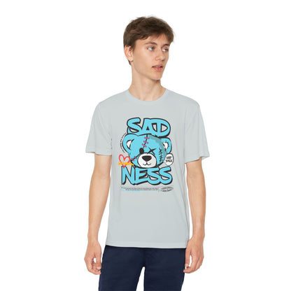 Youth Sadness Bear Tee - Unique Graphic T-Shirt for Kids, Casual Wear, Birthday Gift, Trendy Streetwear, Emotional Support Apparel