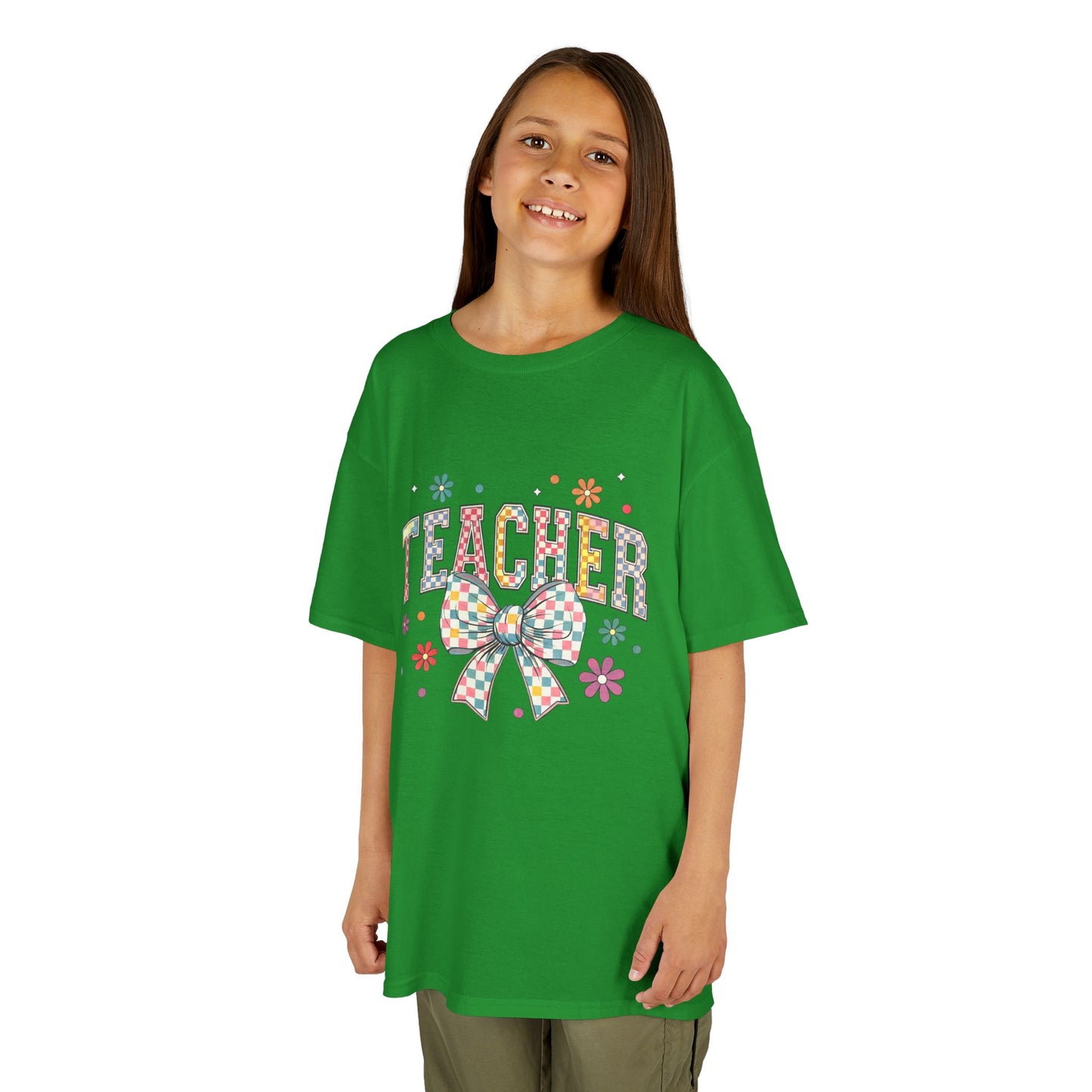 Teacher Kids Tee with Colorful Bow Design, Perfect for Back to School, Teacher Appreciation, Birthday Gift, Fun Classroom Wear