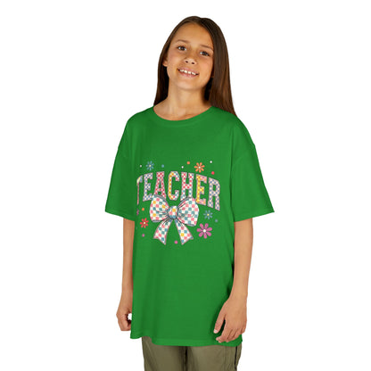 Teacher Kids Tee with Colorful Bow Design, Perfect for Back to School, Teacher Appreciation, Birthday Gift, Fun Classroom Wear