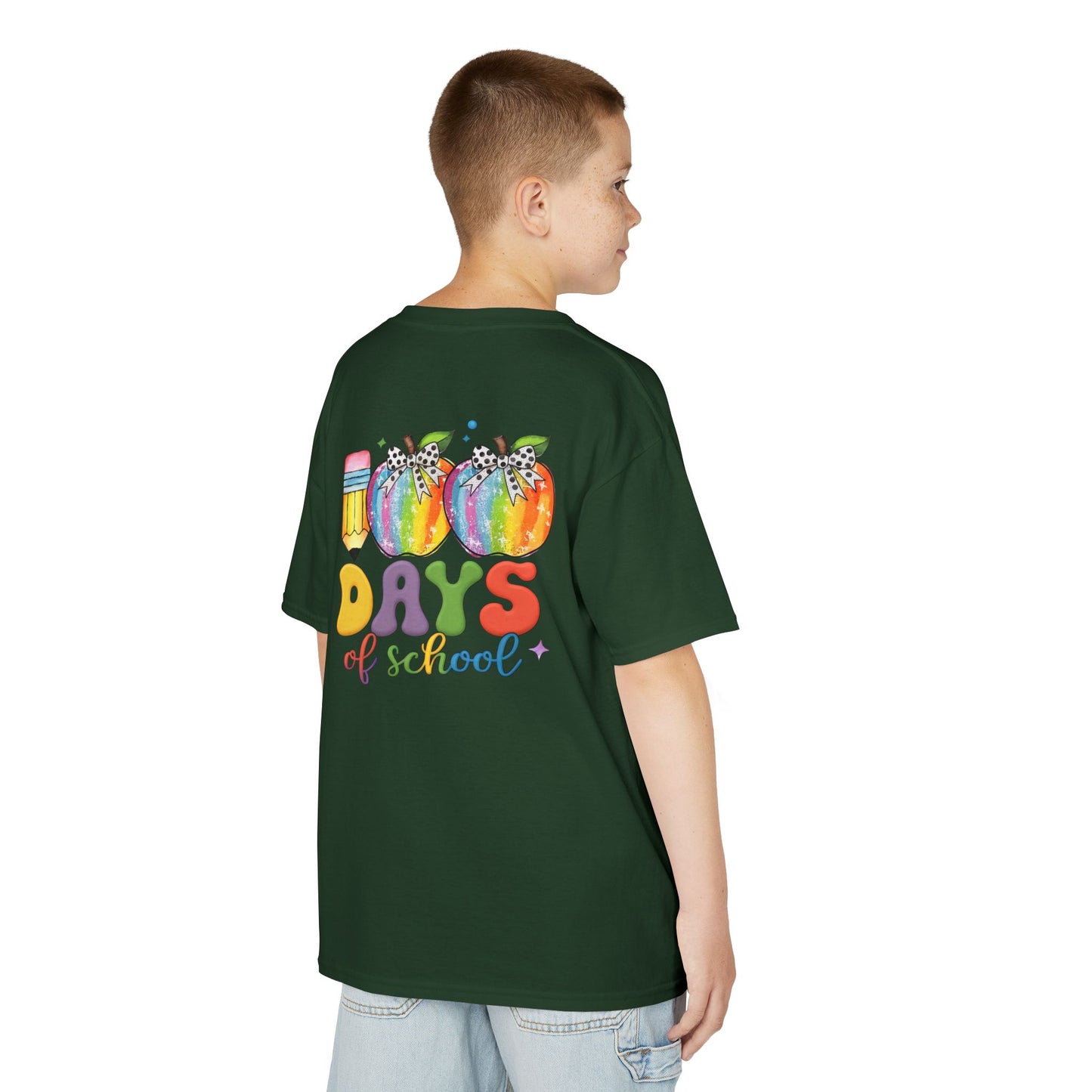 Colorful 100 Days of School Kids Tee, Fun T-Shirt, Back to School, Teacher Gift, Rainbow Design, Kid's Clothing