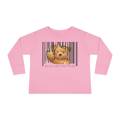 Adorable Toddler Long Sleeve Tee with Barcoded Puppy Design, Cute Kids' Casual Wear, Baby Shower Gift, Birthday Gift, Everyday Use
