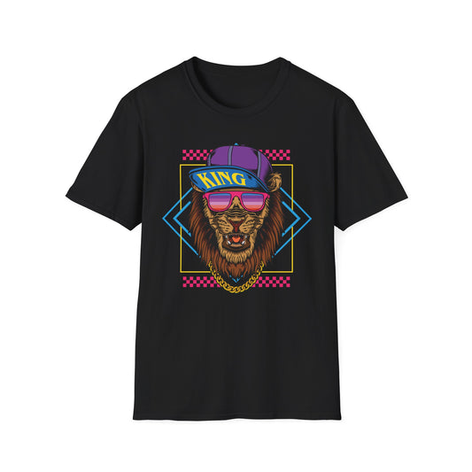 King Lion Graphic T-Shirt, Unisex Tee, Casual Wear, Gift for Animal Lovers, Streetwear, Festival Fashion Black