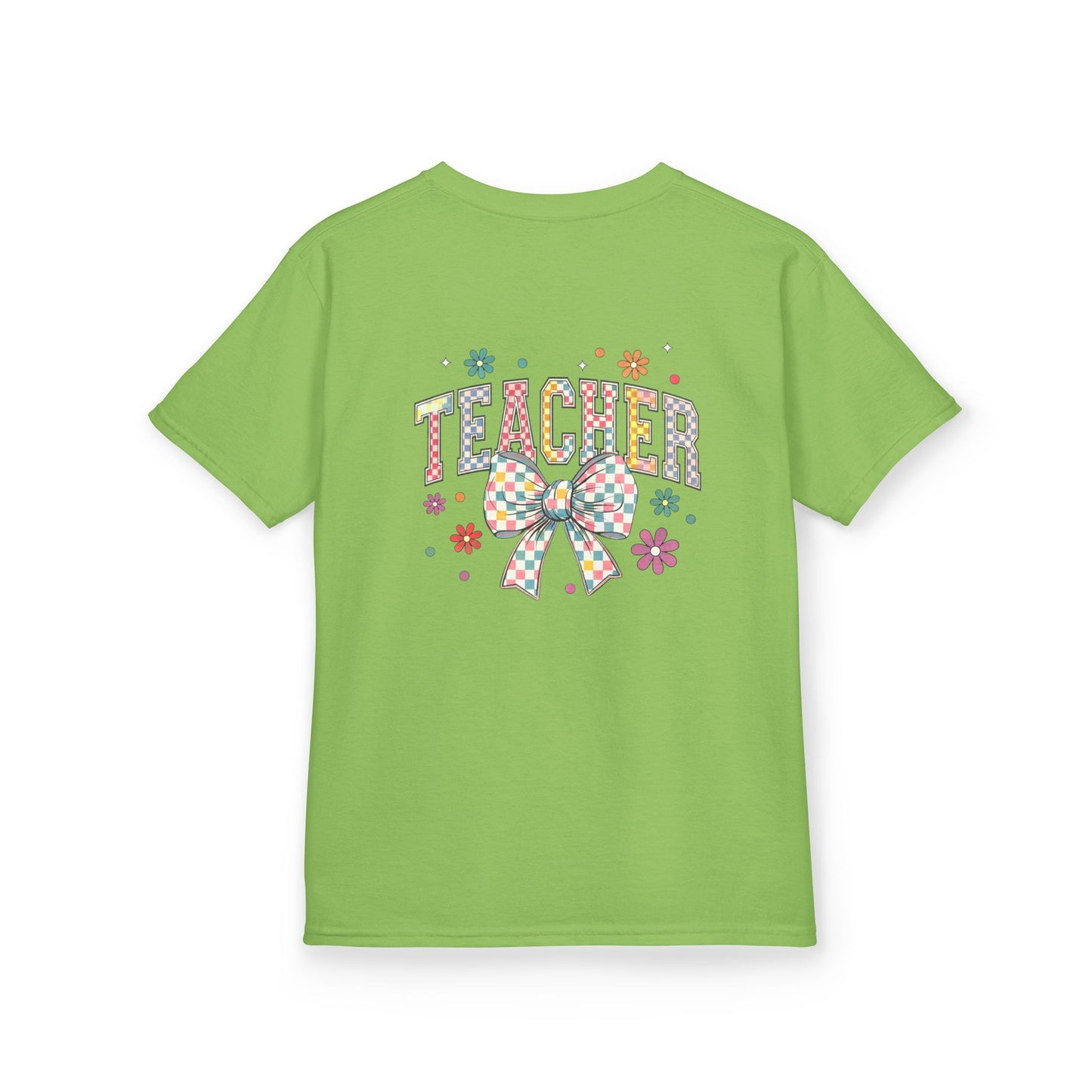 Teacher Kids Tee with Colorful Bow Design, Perfect for Back to School, Teacher Appreciation, Birthday Gift, Fun Classroom Wear