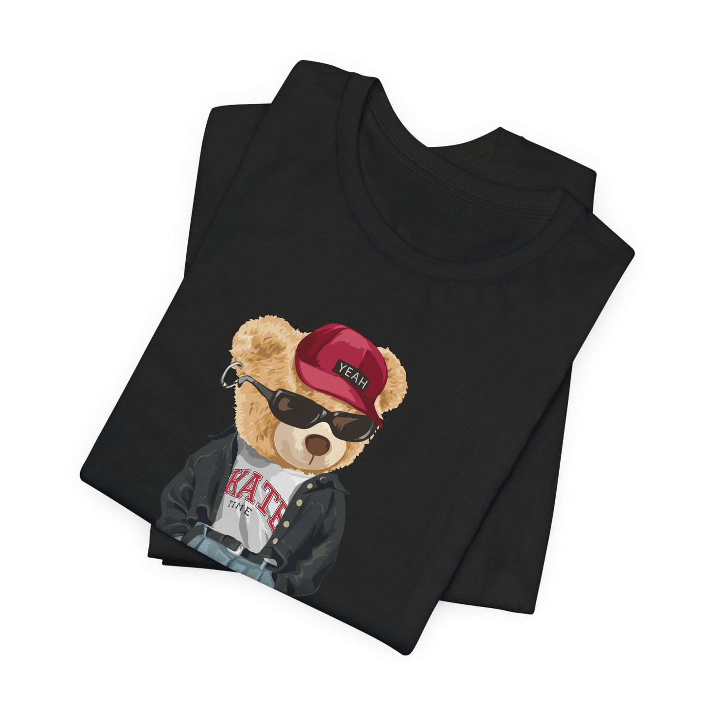 Cool Hip-Hop Bear T-Shirt with Vintage Vibe, Unisex Casual Tee, Gift for Streetwear Lovers, Trendy Music Gear, Urban Style Apparel