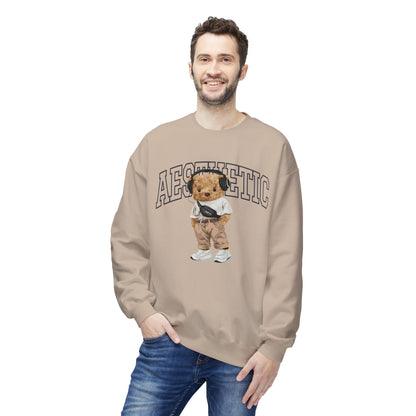 Aesthetic Bear Crewneck Sweatshirt | Cozy Unisex Fleece Top, Casual Wear, Gift Idea, Trendy Fashion, Streetwear Style, Comfortable Layer Sand