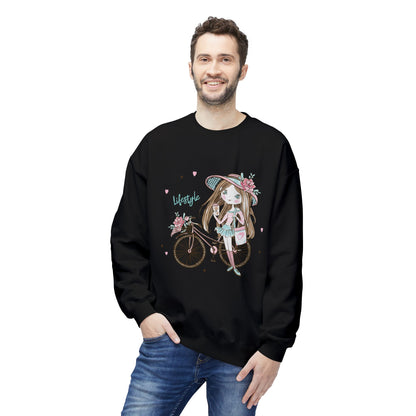 Chic Fleece Sweatshirt with Whimsical Bicycle Design - Perfect for Cozy Days, Gift for Cyclists, Cute Outfit for Spring, Birthday