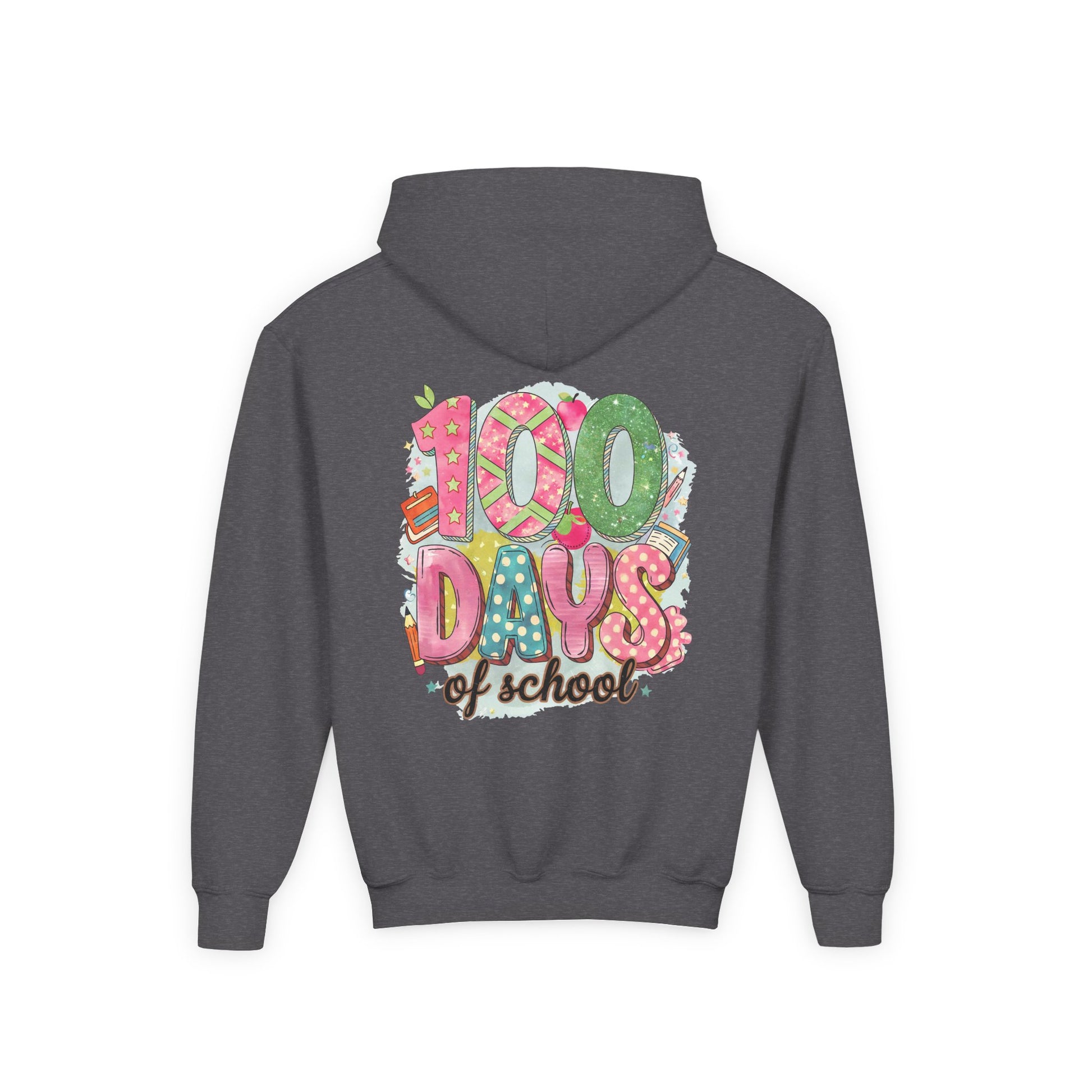 Youth 100 Days of School Hoodie, Fun School Spirit Wear, Kids Sweatshirt for Celebrations, Great for Classroom Parties, Cute Gift Idea