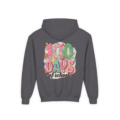 Youth 100 Days of School Hoodie, Fun School Spirit Wear, Kids Sweatshirt for Celebrations, Great for Classroom Parties, Cute Gift Idea