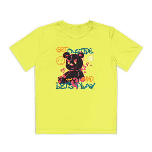 Youth Adventure T-Shirt - Get Outside and Play Kid's Tee, Fun Summer Top, Activewear, Outdoor Play, Gift for Boys and Girls Neon Yellow