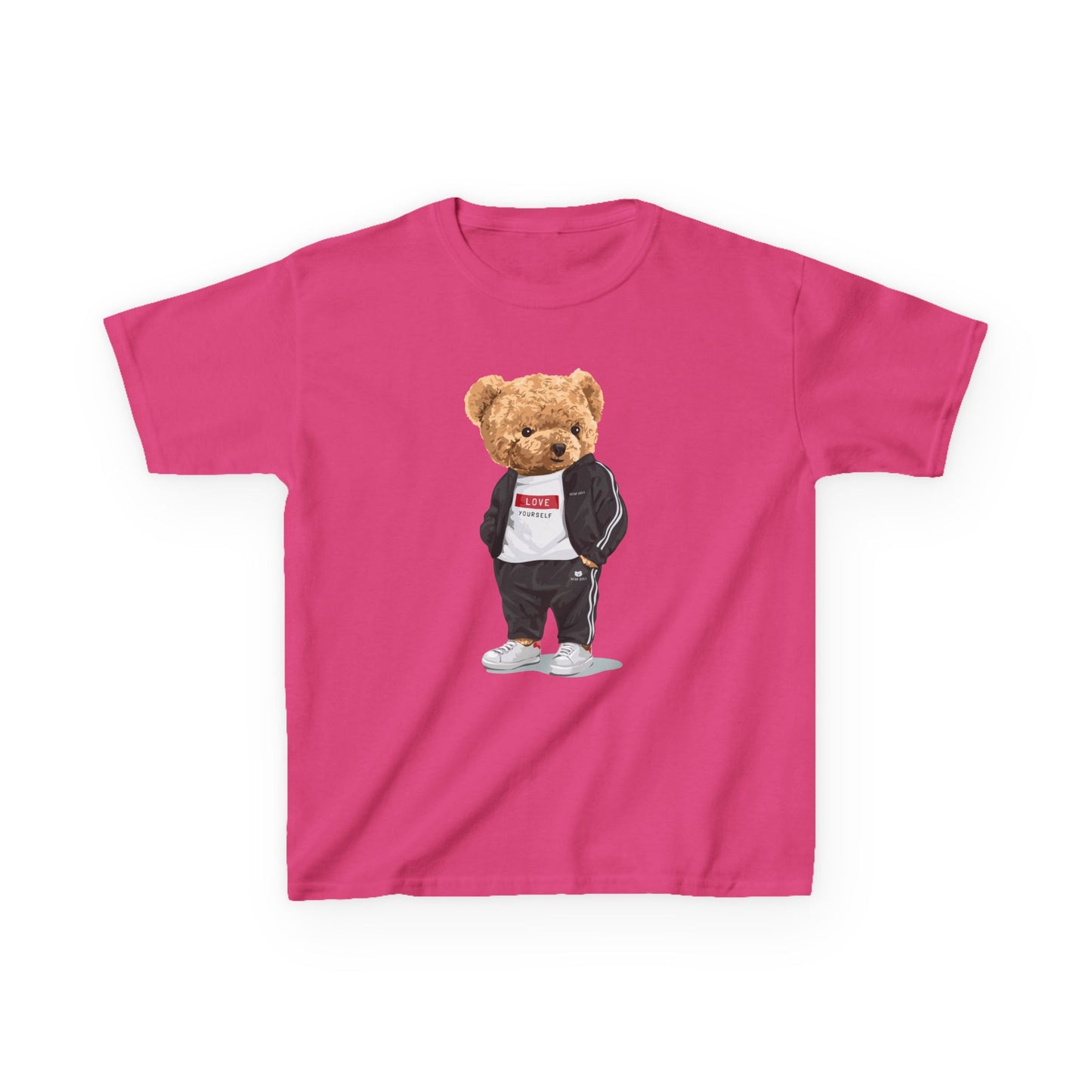 Youth Streetwear Graphic Tee - Fun Bear Design, Cool Kids T-Shirt, Summer Wear, Birthday Gift, Casual Outfit Heliconia