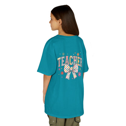 Teacher Kids Tee with Colorful Bow Design, Perfect for Back to School, Teacher Appreciation, Birthday Gift, Fun Classroom Wear