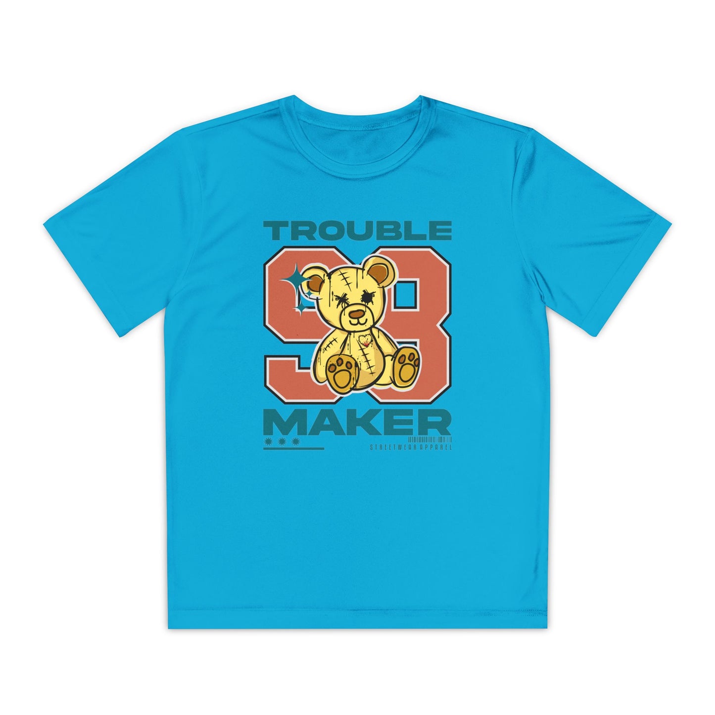 Youth Trouble Maker Tee - Fun Kids Fashion, Cute T-Shirt for Boys & Girls, Perfect for Birthdays & Playdates, Great Gift Atomic Blue
