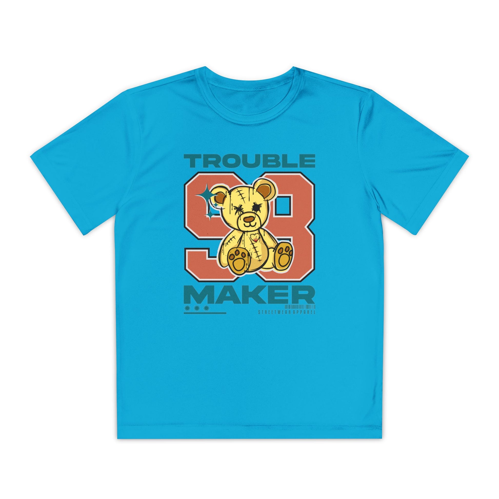 Youth Trouble Maker Tee - Fun Kids Fashion, Cute T-Shirt for Boys & Girls, Perfect for Birthdays & Playdates, Great Gift Atomic Blue