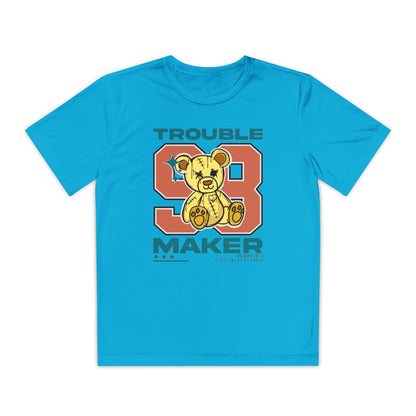 Youth Trouble Maker Tee - Fun Kids Fashion, Cute T-Shirt for Boys & Girls, Perfect for Birthdays & Playdates, Great Gift Atomic Blue