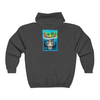 Funny Donkey Island Head Hoodie | Soft & Comfy Tropical Zip-Up