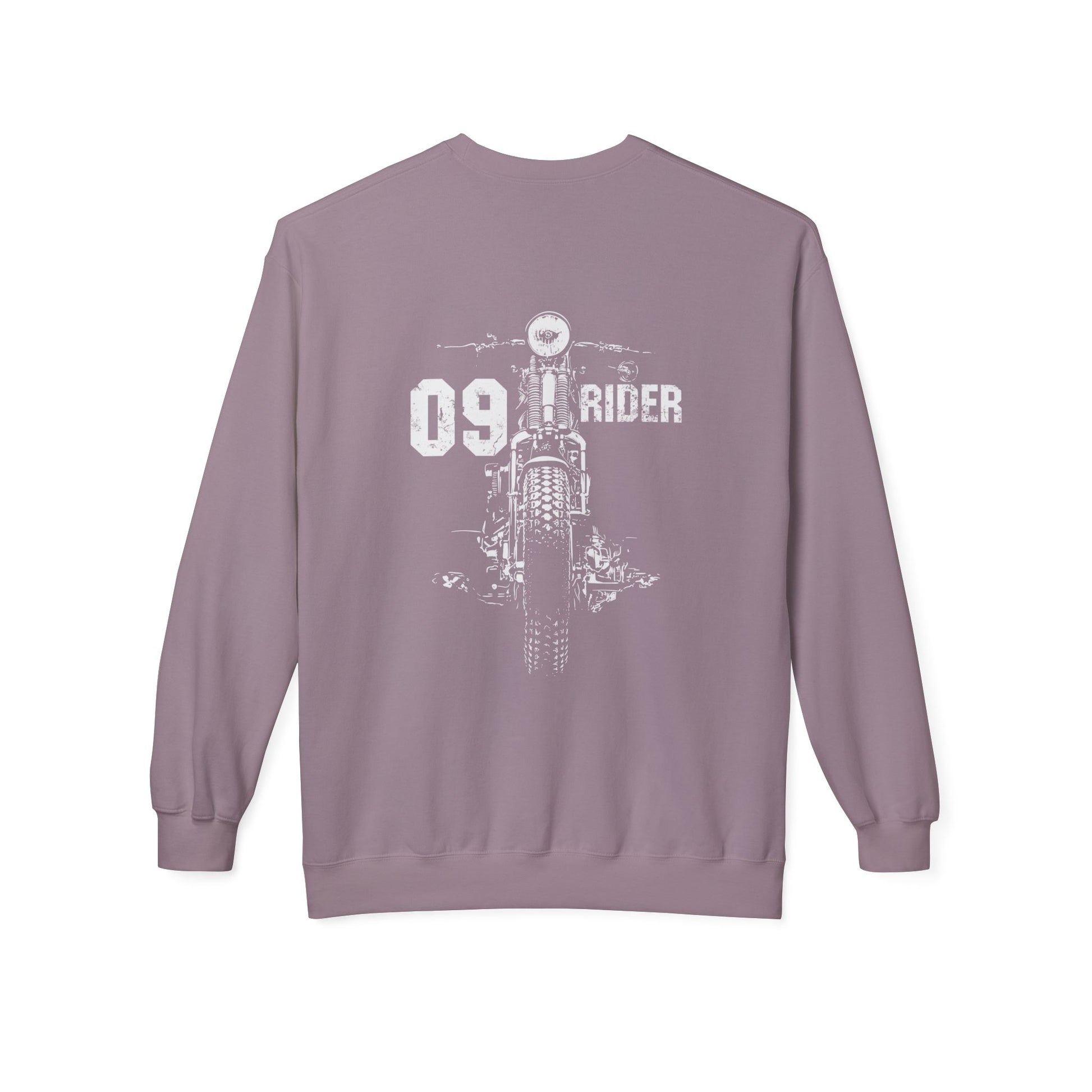 Retro Unisex Fleece Crew Sweatshirt - 09 Rider Design, Cozy Apparel, Gift for Bikers, Streetwear, Festival Wear, Everyday Comfort