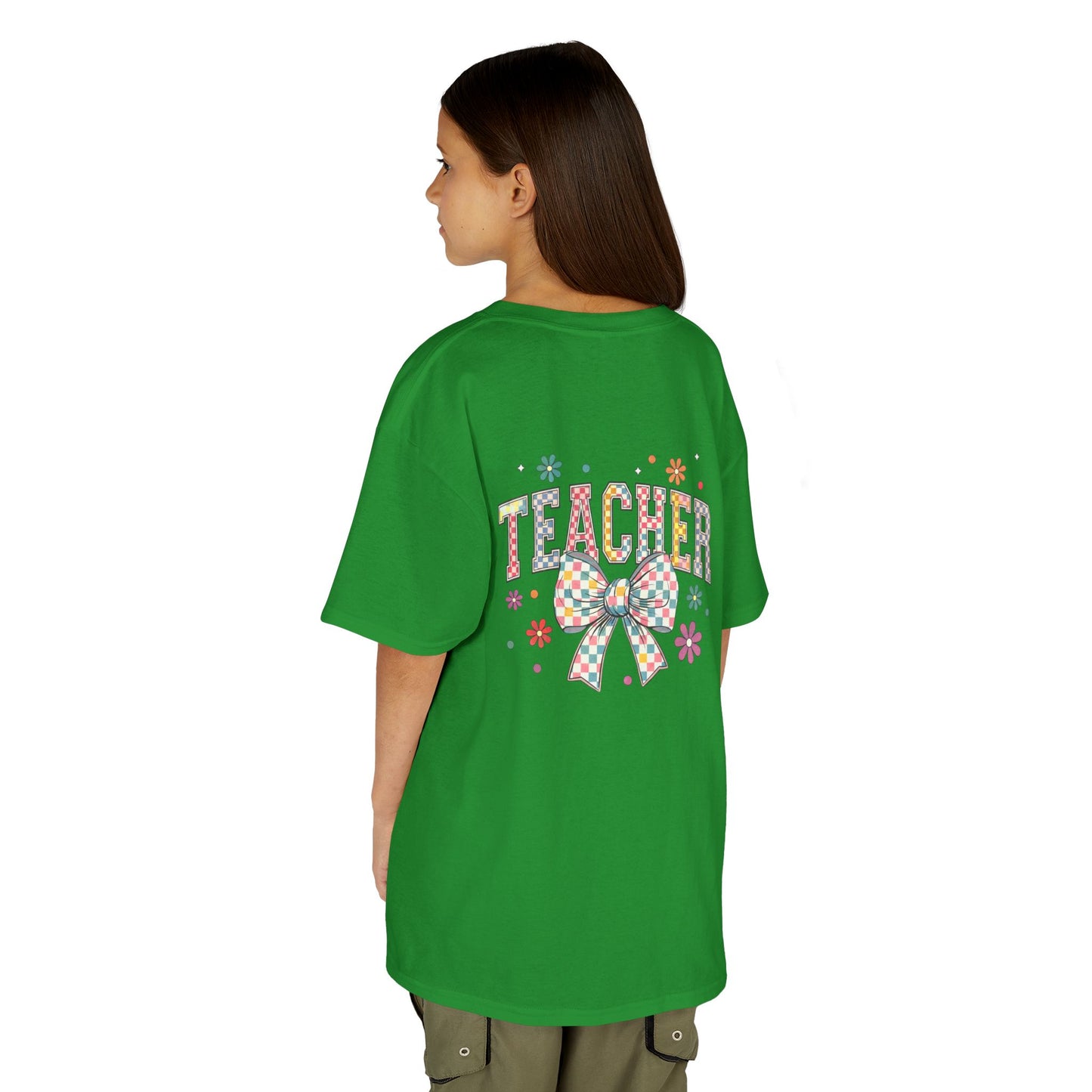 Teacher Kids Tee with Colorful Bow Design, Perfect for Back to School, Teacher Appreciation, Birthday Gift, Fun Classroom Wear