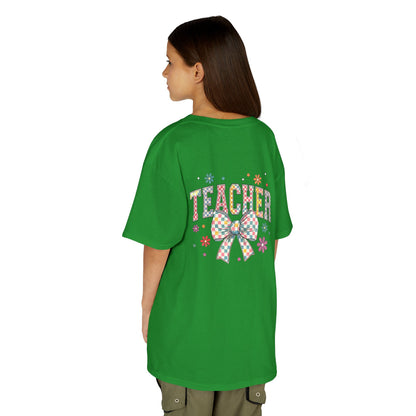 Teacher Kids Tee with Colorful Bow Design, Perfect for Back to School, Teacher Appreciation, Birthday Gift, Fun Classroom Wear