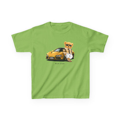Cool Cartoon Bear Kids Tee, Fun Gift for Birthdays, Car Lovers T-Shirt, Playful Kid's Clothing, Perfect for Casual Days, Summer Fun Lime