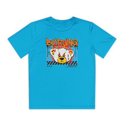 Burning Bear Youth Competitor Tee, Graphic T-Shirt, Trendy Kids Apparel, Streetwear, Cool Gift for Boys and Girls Atomic Blue