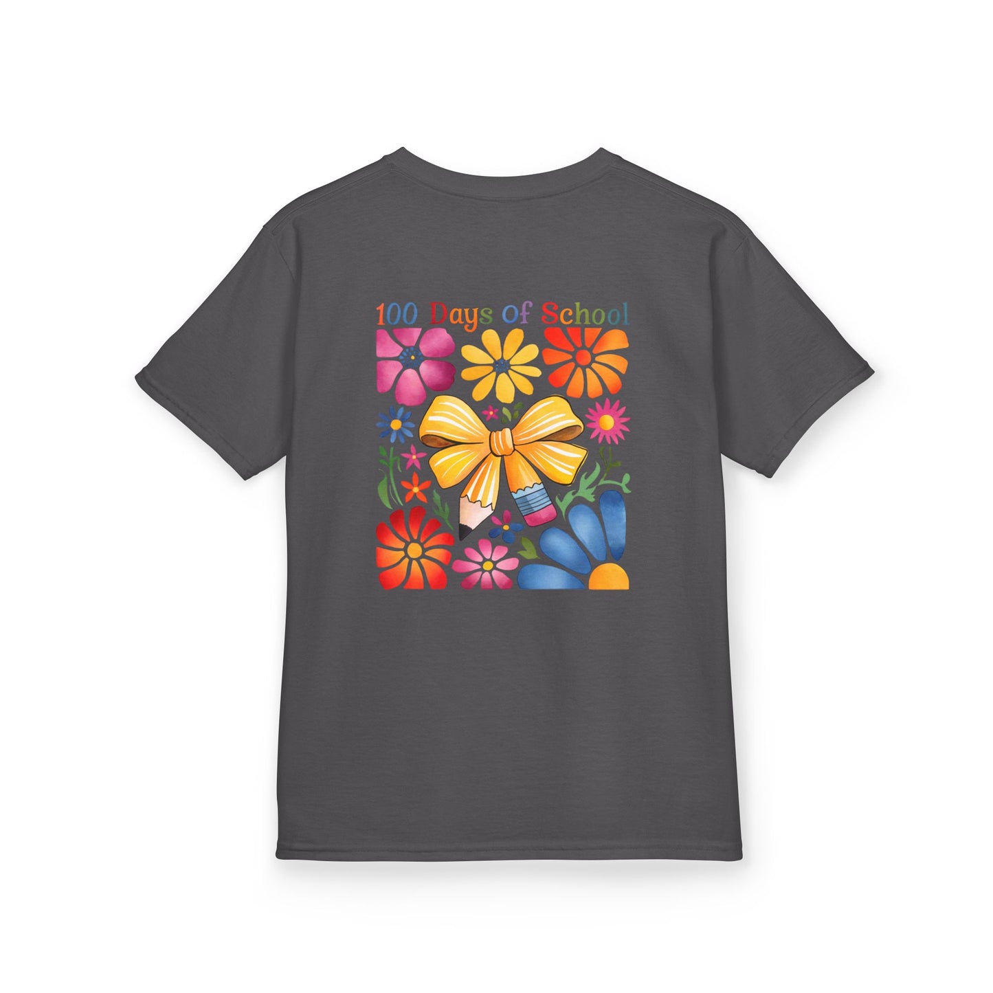 Colorful 100 Days of School Kids Tee, Flower Print T-Shirt for Students, End of Year Celebration Shirt, Fun School Day Wear, Gift for Kids