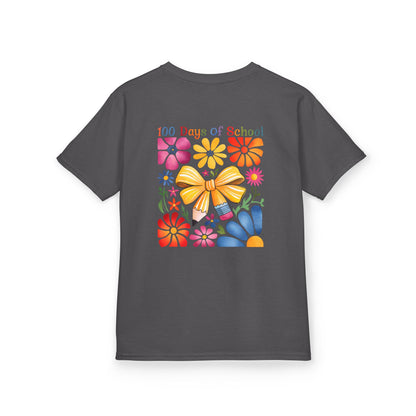 Colorful 100 Days of School Kids Tee, Flower Print T-Shirt for Students, End of Year Celebration Shirt, Fun School Day Wear, Gift for Kids