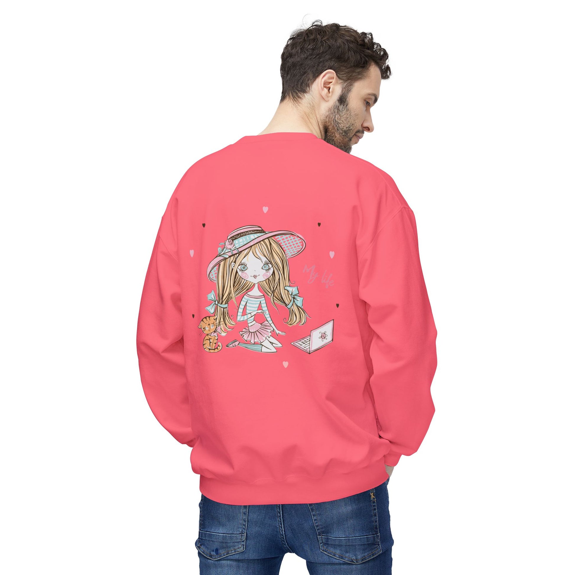 Cute Illustrated Crewneck Sweatshirt, Cozy Everyday Wear, Gift for Her, Fun Fashion, Casual Outfit, Birthday Present