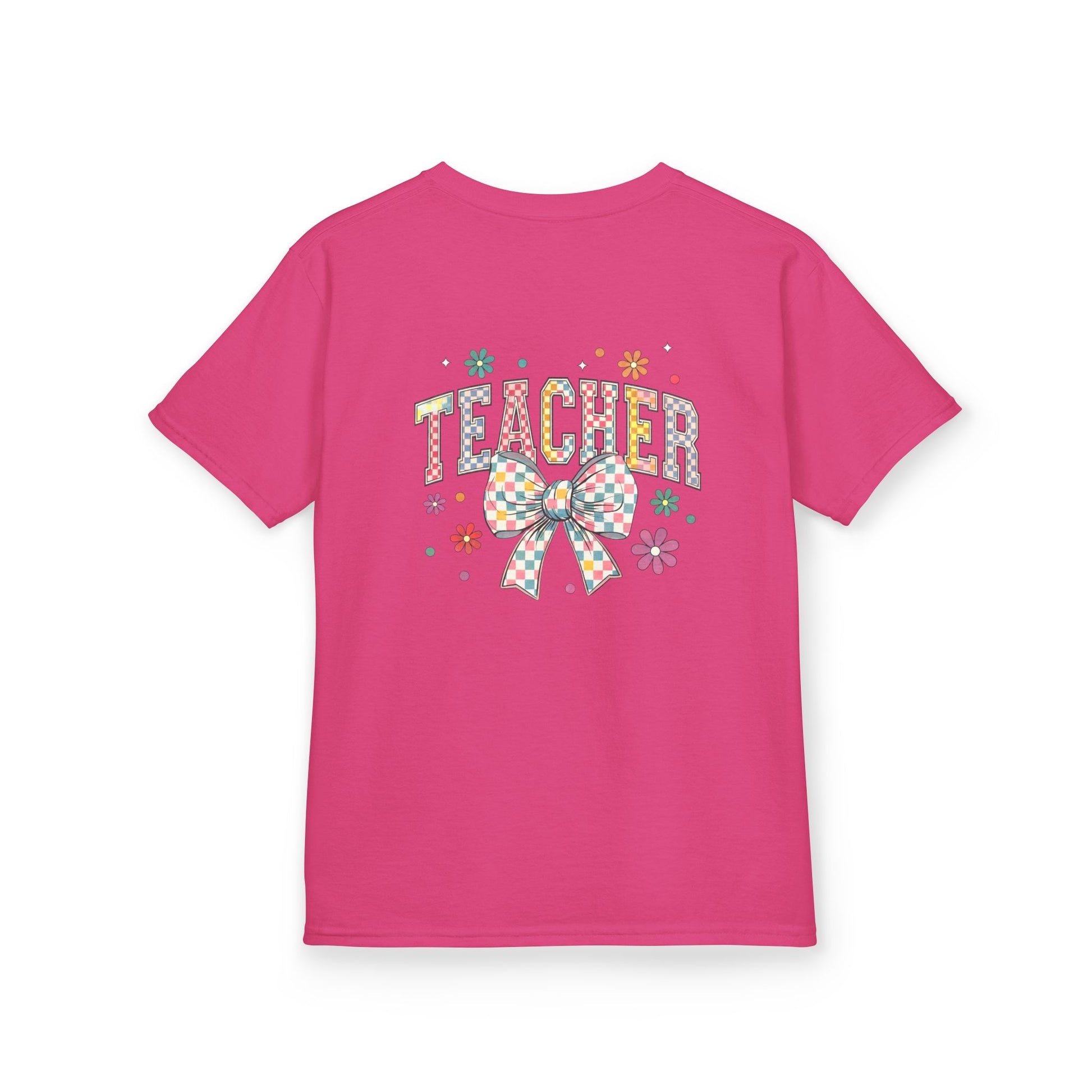 Teacher Kids Tee with Colorful Bow Design, Perfect for Back to School, Teacher Appreciation, Birthday Gift, Fun Classroom Wear
